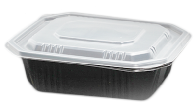 Barquette PP base noire + couvercle transparents : Vaisselle snacking