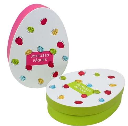 "Joyeuse Pques" Easter egg shaped cardboard gift box  : Boxes
