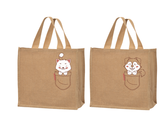 &#8220;Cat and Dog&#8221; jute shopping bags : Bags