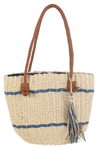 Two-tone blue/natural tote bag : Items for resale