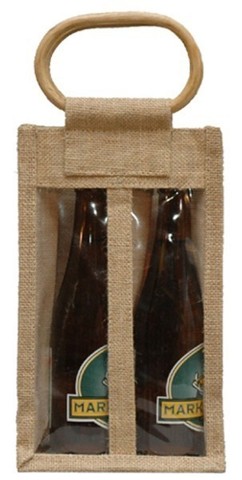 Jute bottles bag with window for 2 bottles 37.5 cl : Bottles packaging