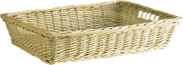 Wicker hamper white 39x30x7 cm  : Trays, baskets