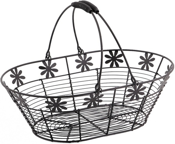 Metallic basket oval 35x23x11 cm : Trays, baskets