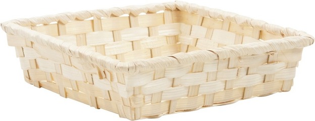 White Bamboo Basket 16x16x4cm : Trays, baskets