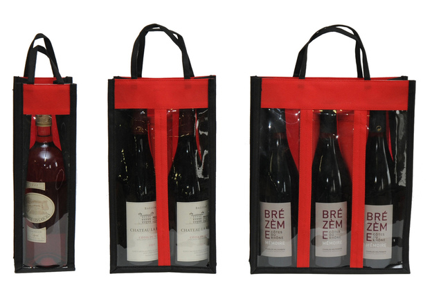 Non-woven bottle's bag with window : Bottles packaging