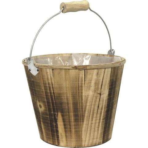 Wood bucket and metal handle : Trays, baskets